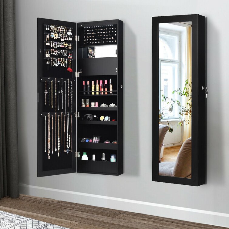 Wall mounted jewelry box with outlet mirror